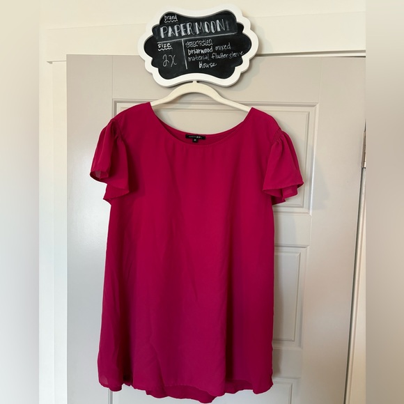 2x Papermoon Briarwood mixed material flutter sleeve blouse - Picture 1 of 5